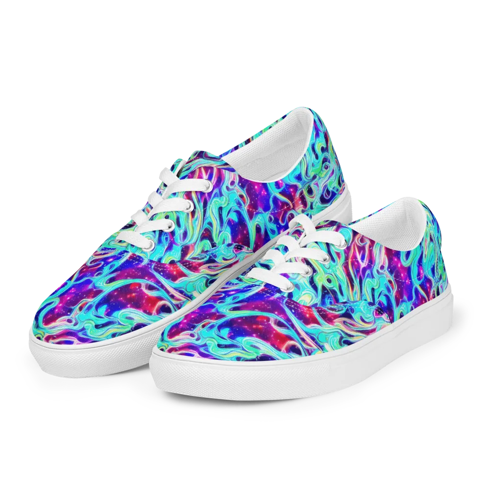 Quantum Ripple on Men's Lace-Up Canvas Shoes — Left Front