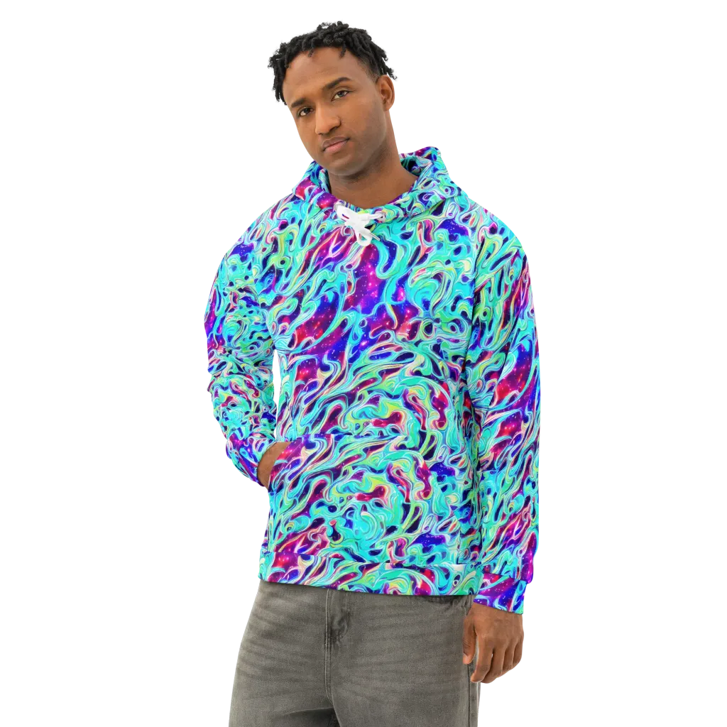 Quantum Ripple on Cotton Hoodie — Left Front