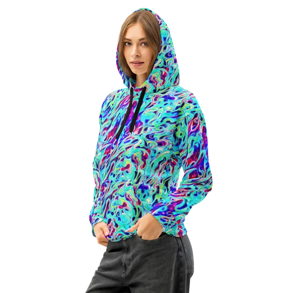 Quantum Ripple on Cotton Hoodie — Left Front