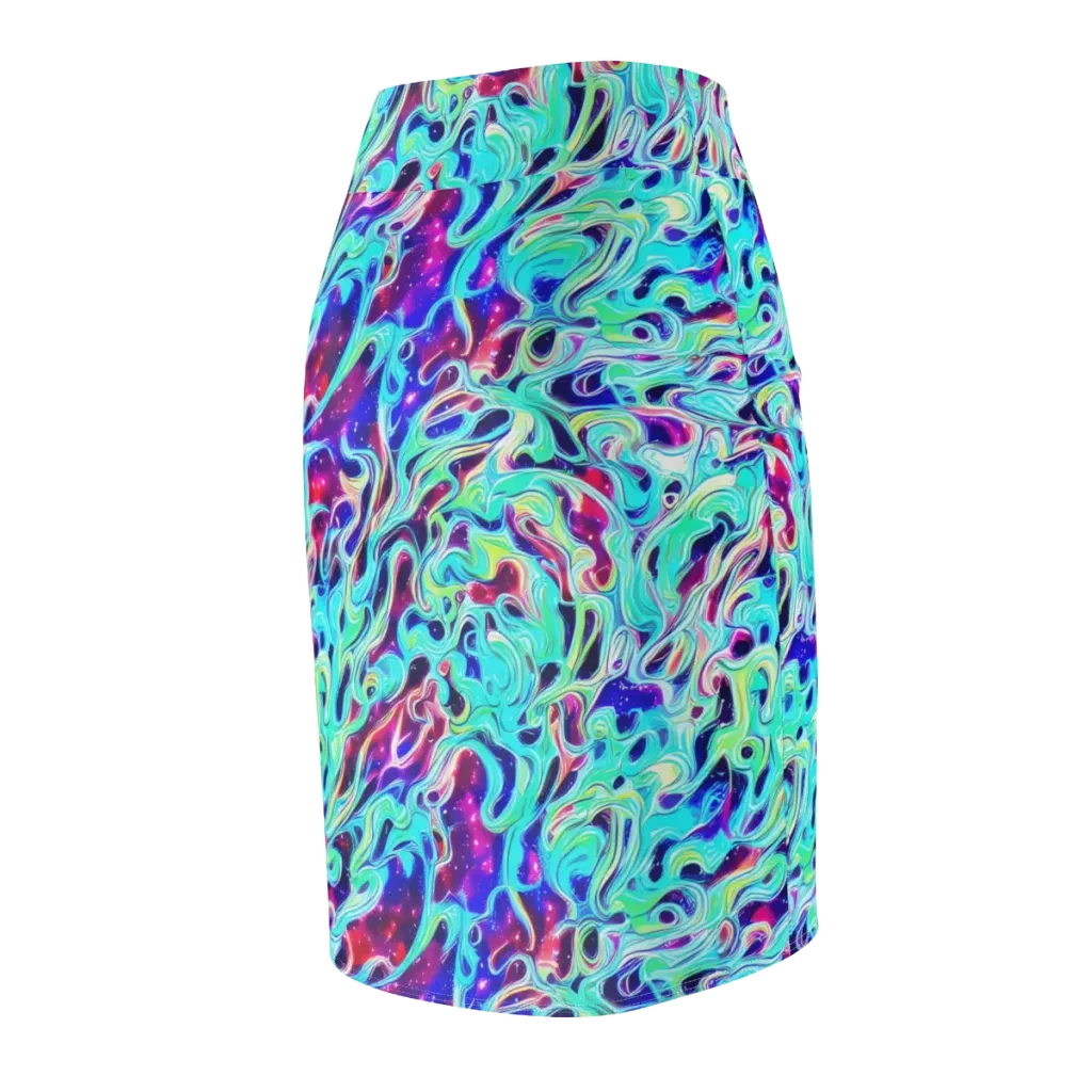 Quantum Ripple on Pencil Skirt — Back Side
