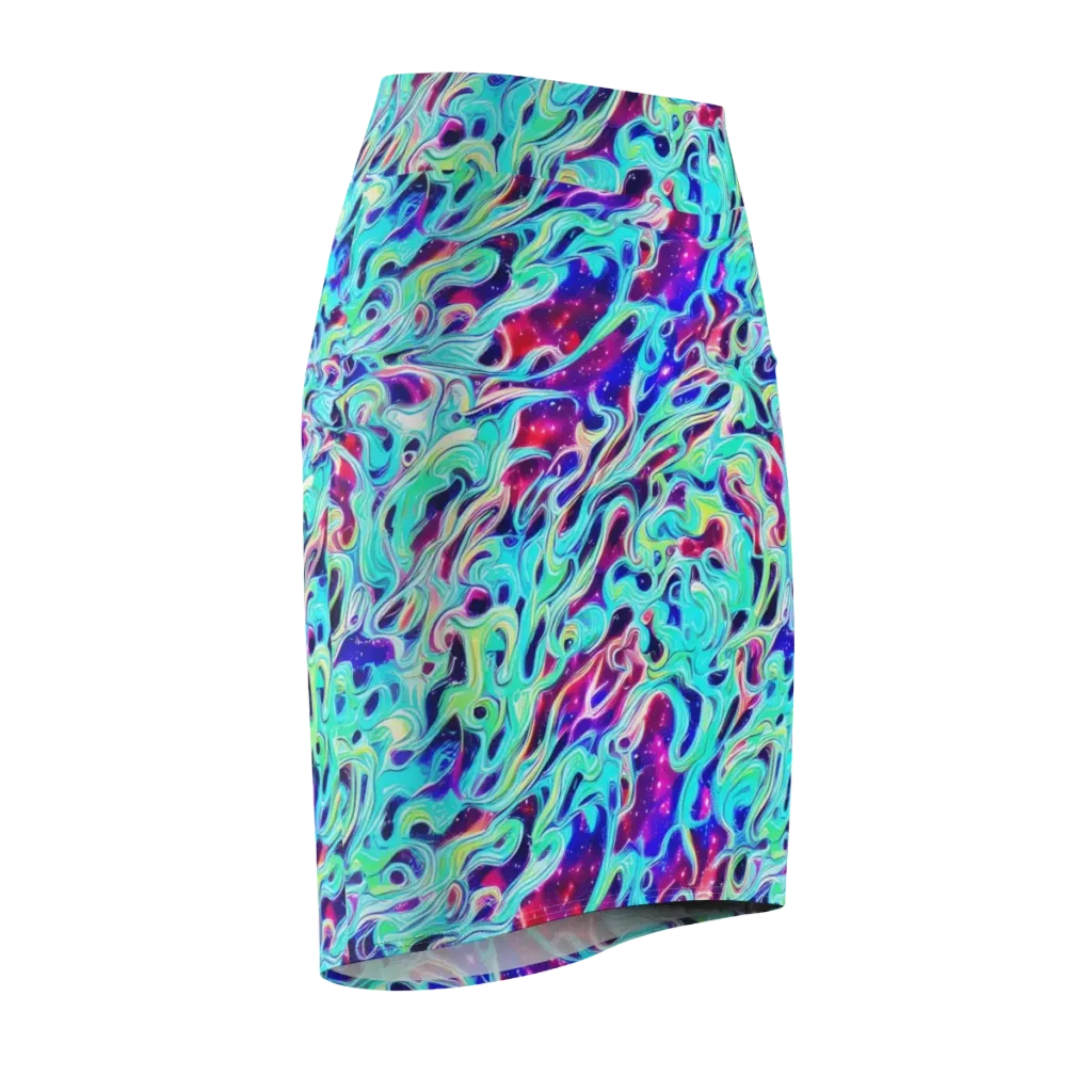 Quantum Ripple on Pencil Skirt — Front Side
