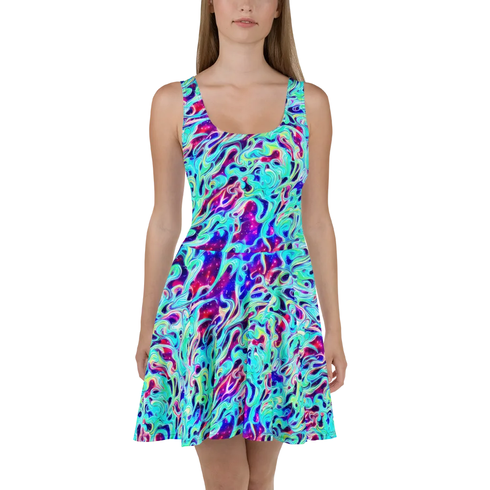 Quantum Ripple on Skater Dress — Front