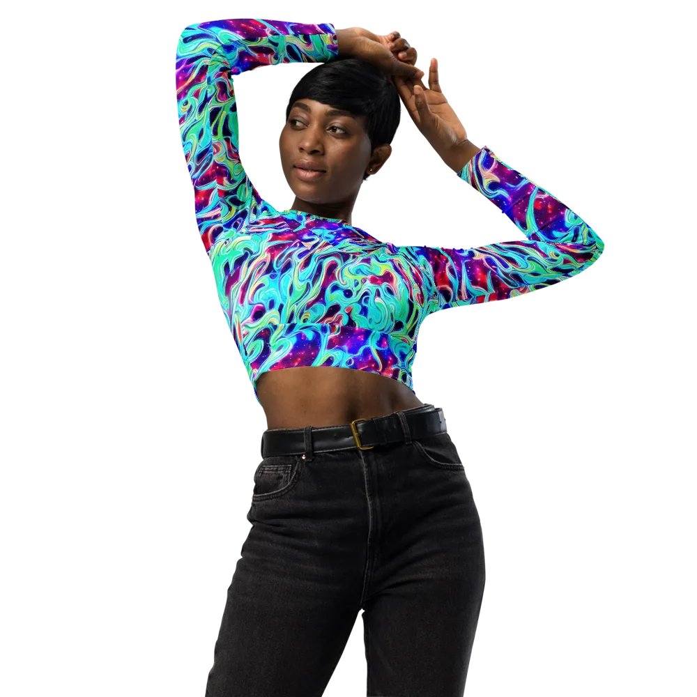 Quantum Ripple on Long Sleeve Crop Top — Front