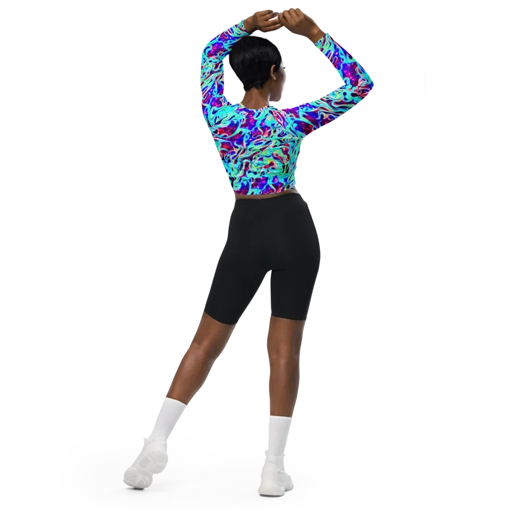 Quantum Ripple on Long Sleeve Crop Top — Back