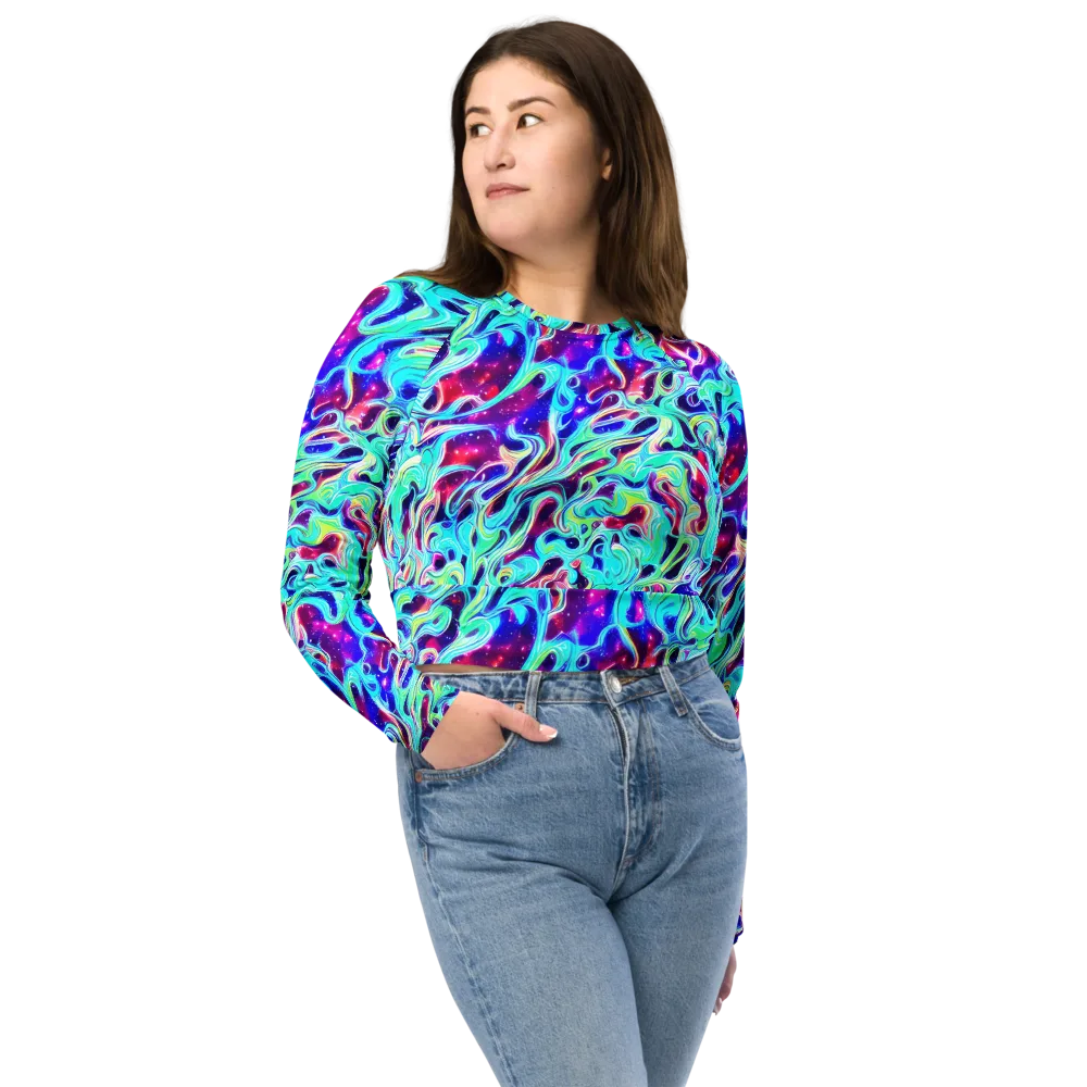 Quantum Ripple on Long Sleeve Crop Top — Front