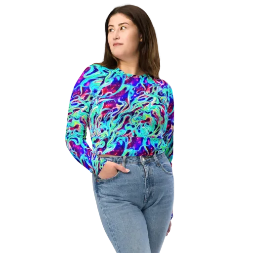 Quantum Ripple on a Long Sleeve Crop Top