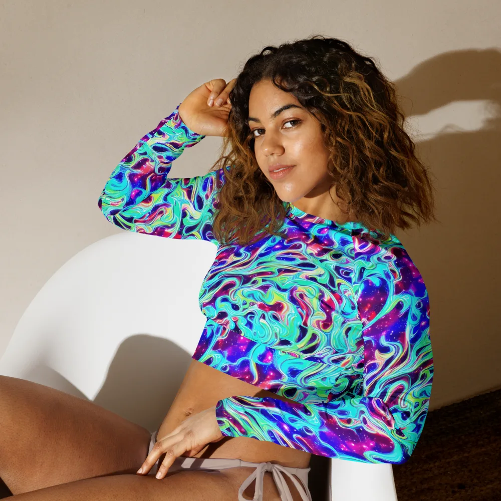 Quantum Ripple on Long Sleeve Crop Top — Left Front