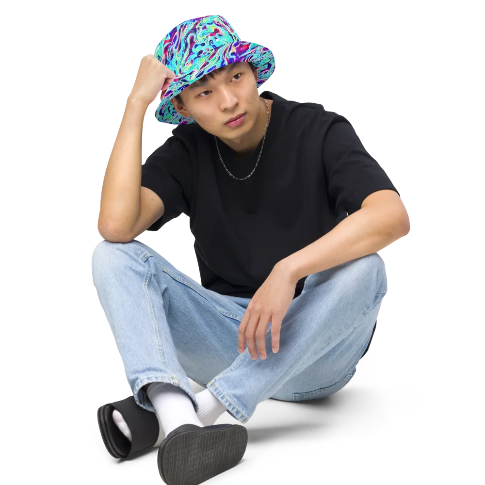 Quantum Ripple on Reversible Bucket Hat — Front 2 Inside