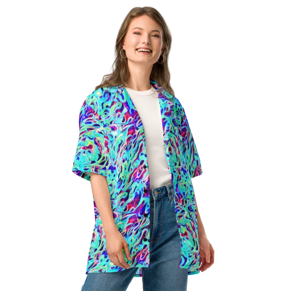 Quantum Ripple on Button Shirt — Front