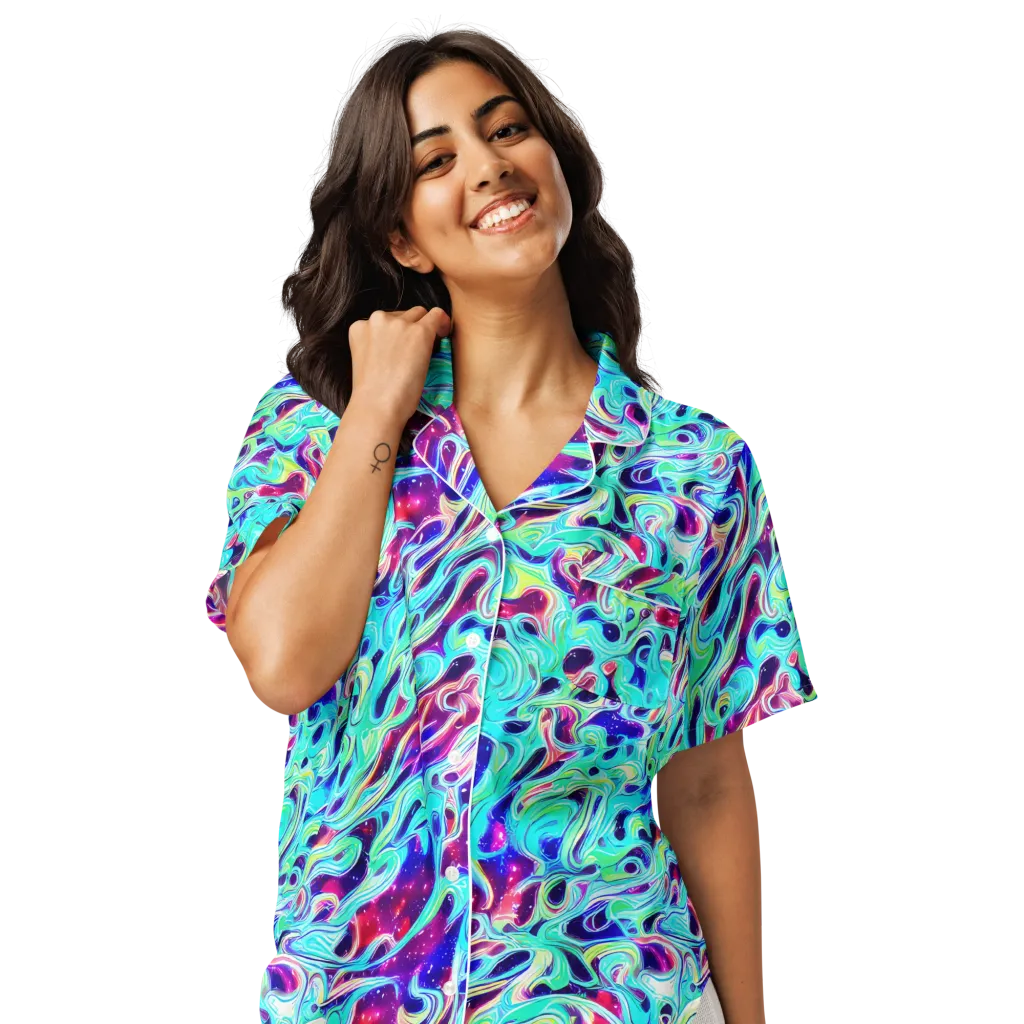 Quantum Ripple on Women's Short Sleeve Pajama Top — Front