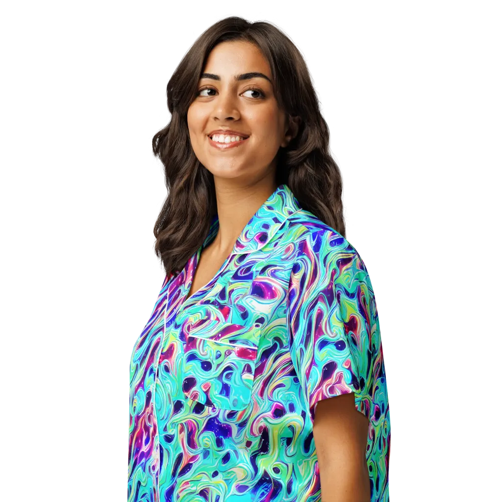 Quantum Ripple on Women's Short Sleeve Pajama Top — Left Front