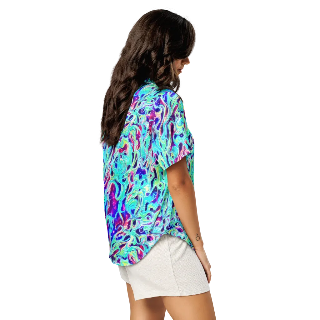 Quantum Ripple on Women's Short Sleeve Pajama Top — Right Back