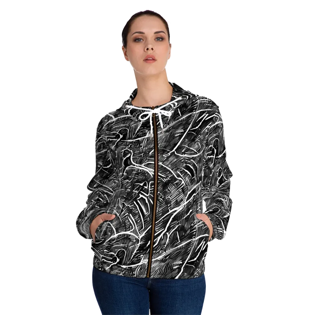 Inkwood Rapture on Women's Full-Zip Hoodie — Front On Person