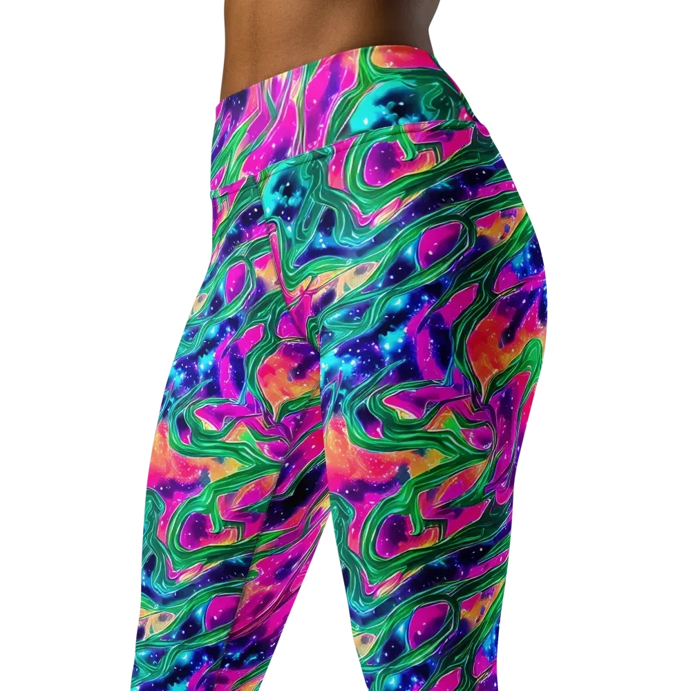 Hypercolor Oasis on Yoga Leggings — Left Front
