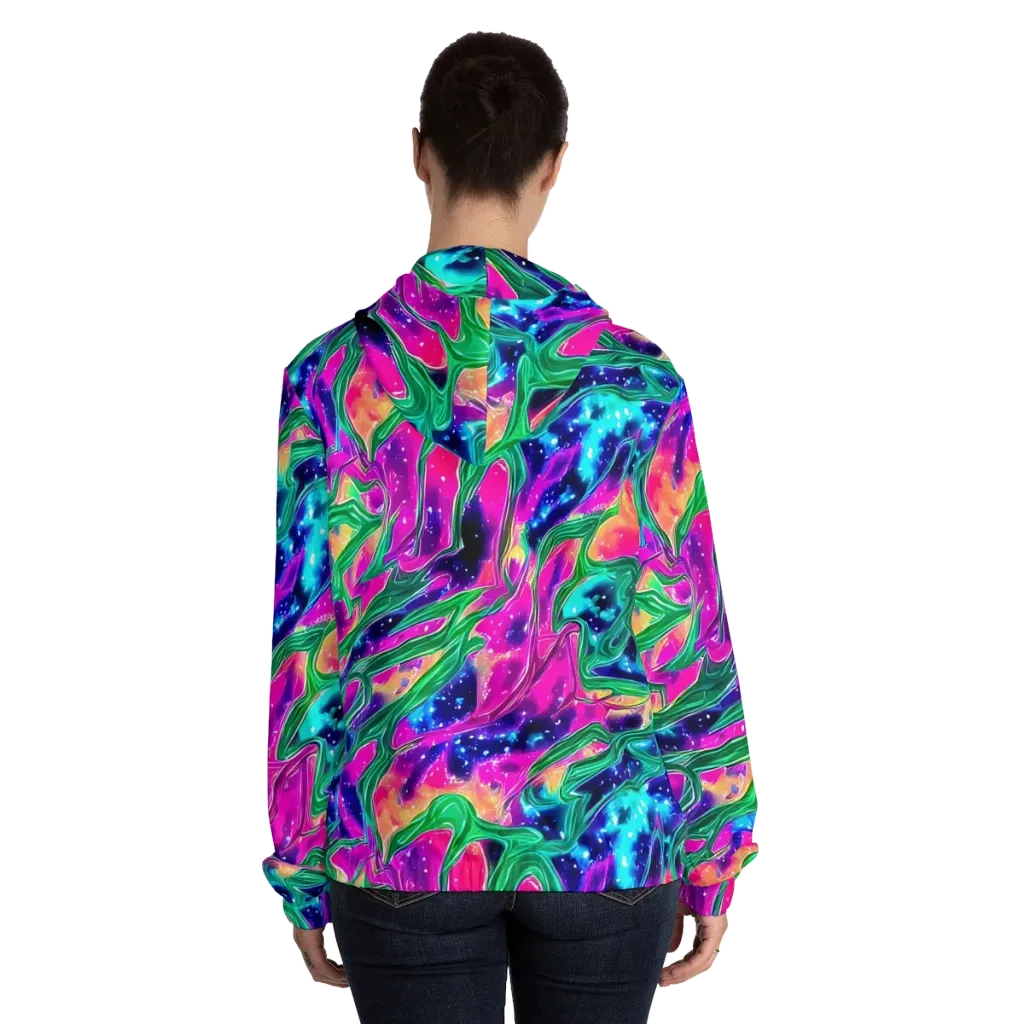 Hypercolor Oasis on Women's Full-Zip Hoodie — Back On Person