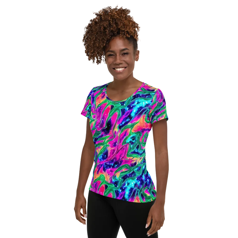 Hypercolor Oasis on Women's Athletic T-Shirt — Left