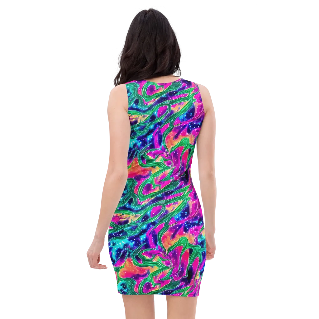 Hypercolor Oasis on Bodycon Dress — Back