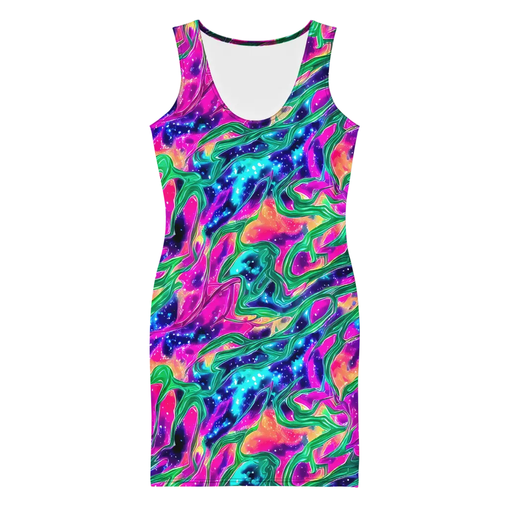 Hypercolor Oasis on Bodycon Dress — Front