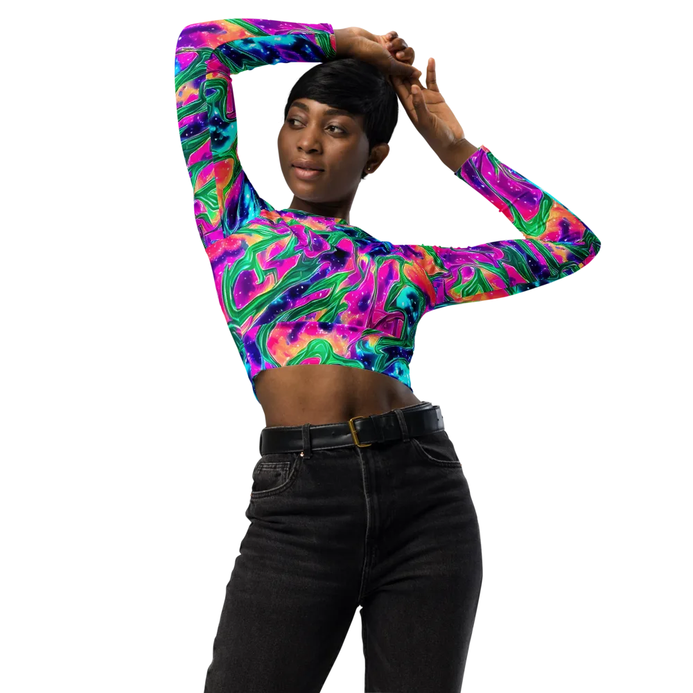 Hypercolor Oasis on Long Sleeve Crop Top — Front