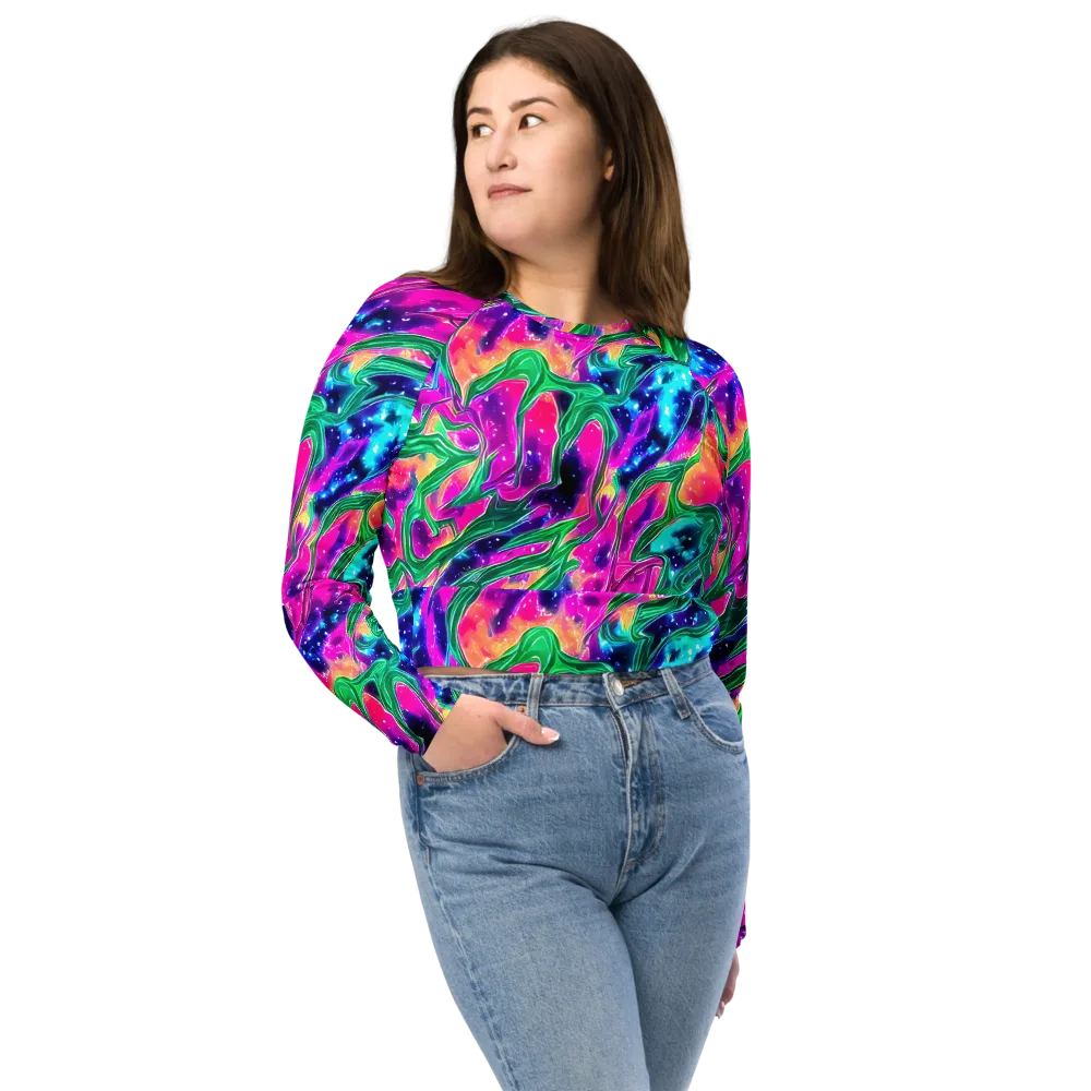 Hypercolor Oasis on Long Sleeve Crop Top — Front