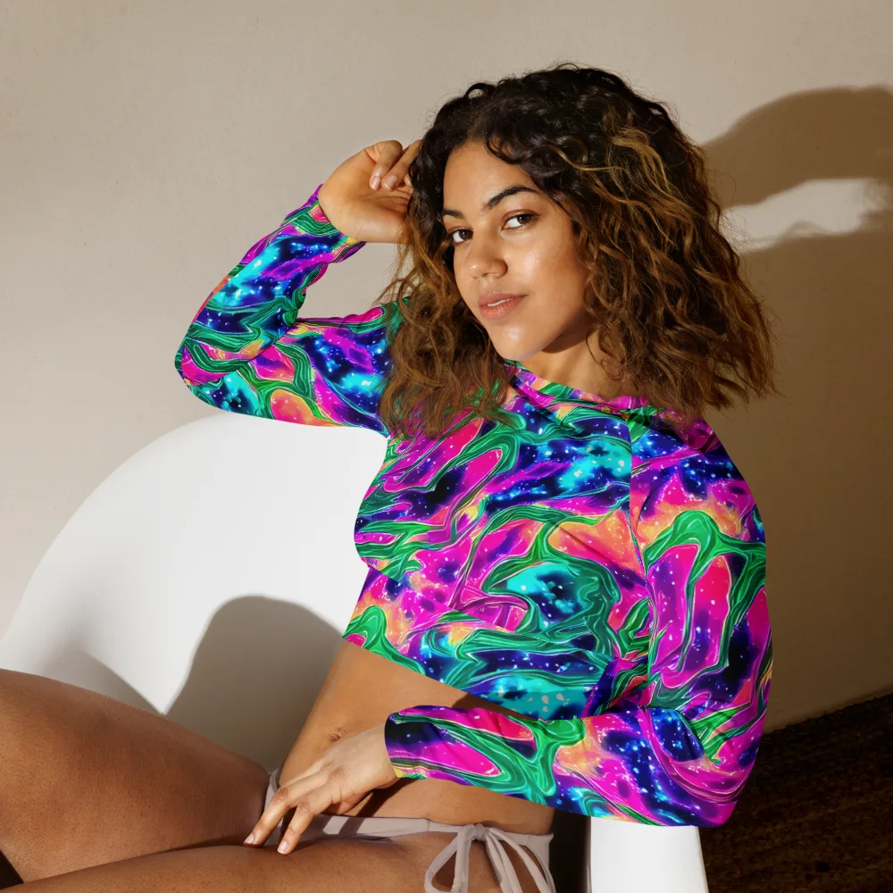 Hypercolor Oasis on Long Sleeve Crop Top — Left Front