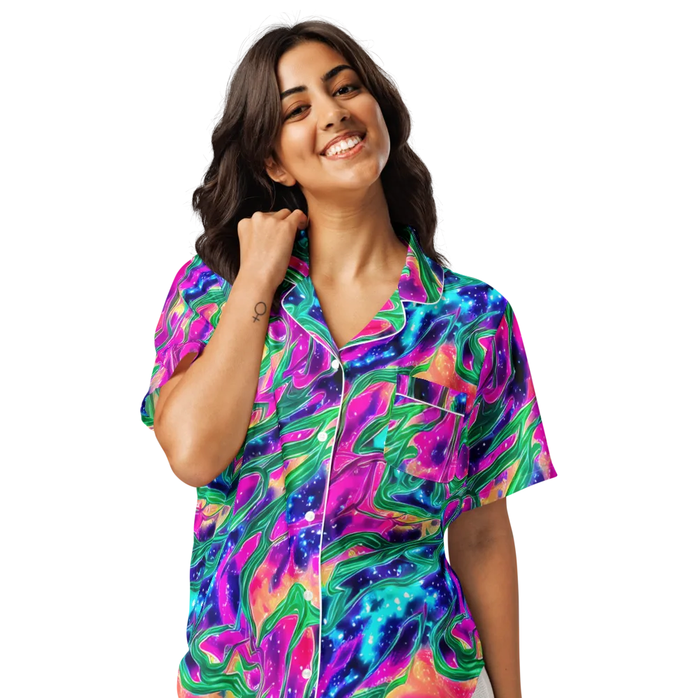 Hypercolor Oasis on Women's Short Sleeve Pajama Top — Front