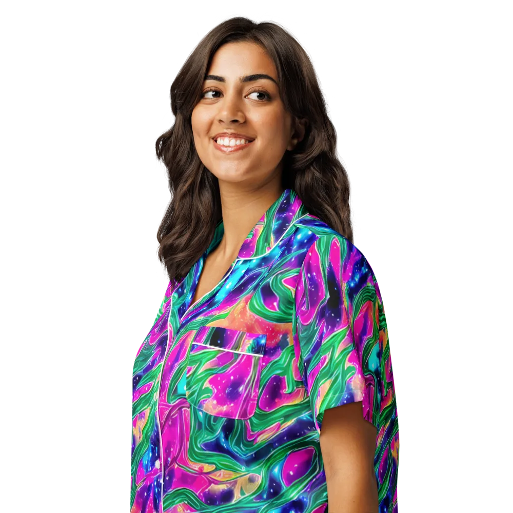 Hypercolor Oasis on Women's Short Sleeve Pajama Top — Left Front