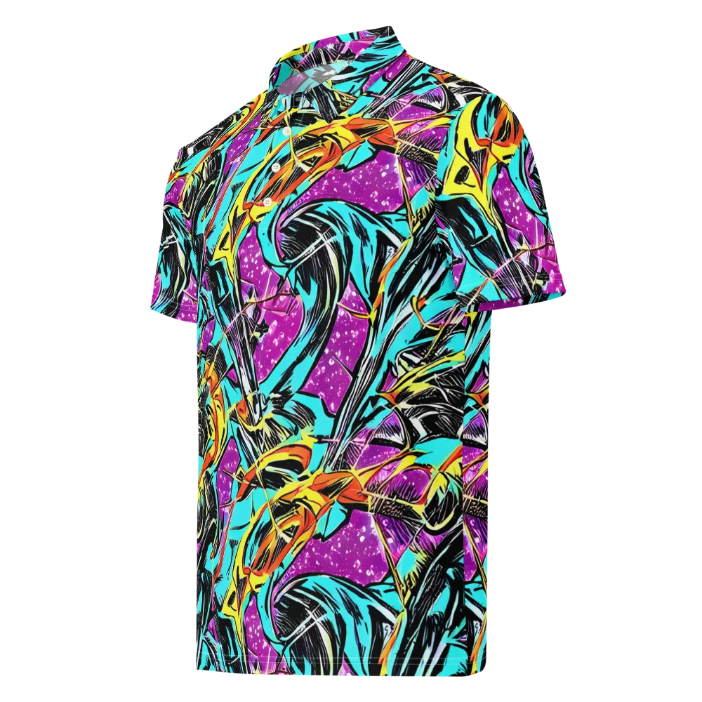 Turquoise Riot on Men's Slim Fit Polo Shirt — Left Front