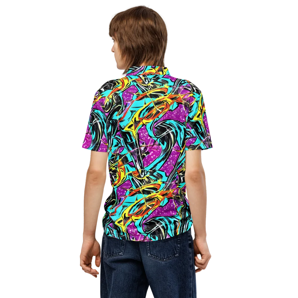 Turquoise Riot on Men's Slim Fit Polo Shirt — Back