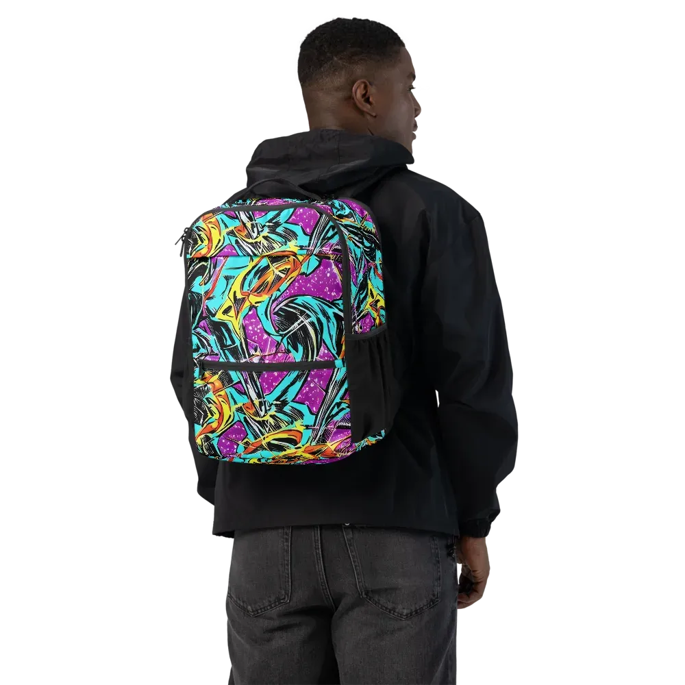 Turquoise Riot on Utility Backpack — Back