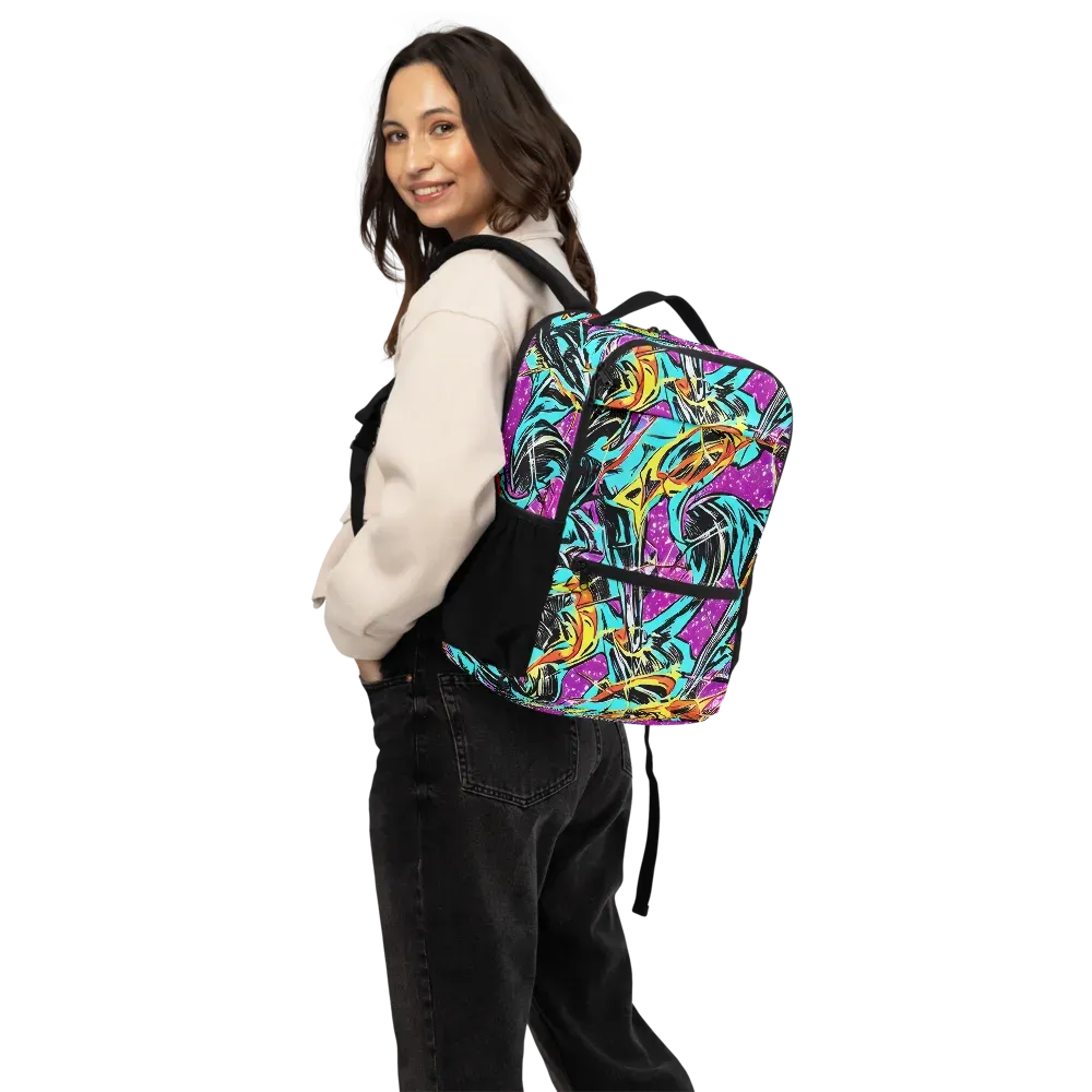 Turquoise Riot on Utility Backpack — Back