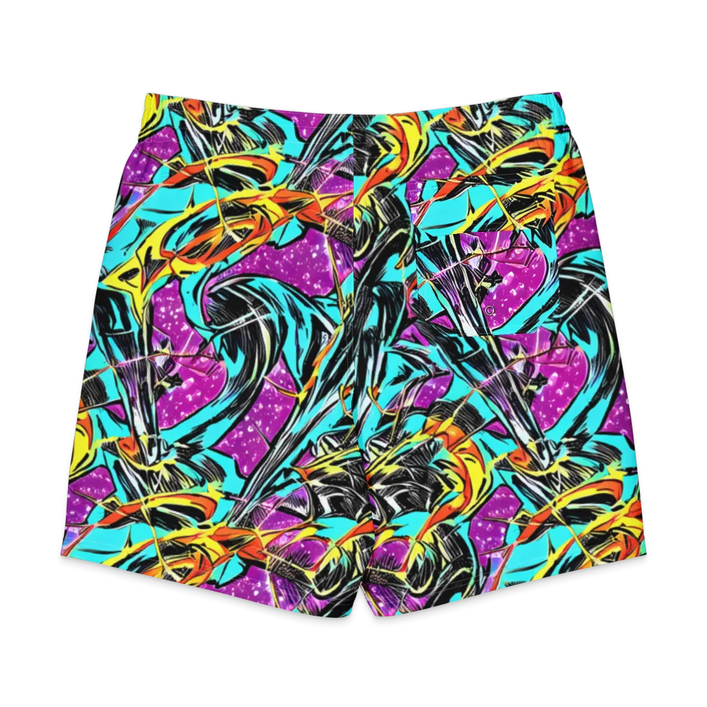 Turquoise Riot on Men's Board Shorts — Back