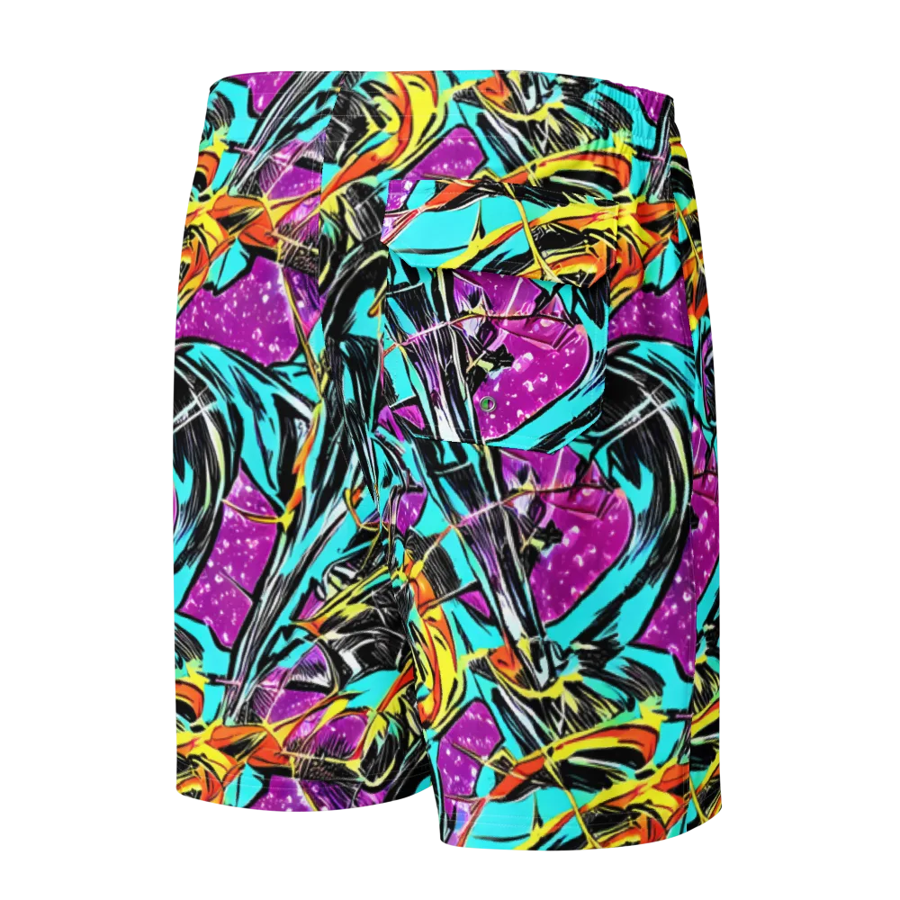 Turquoise Riot on Men's Board Shorts — Back