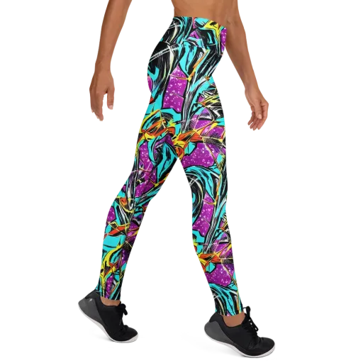 Turquoise Riot on a Yoga Leggings