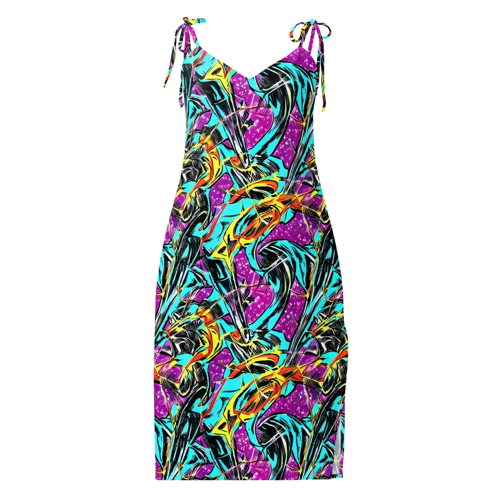 Turquoise Riot on Slip Dress — Front