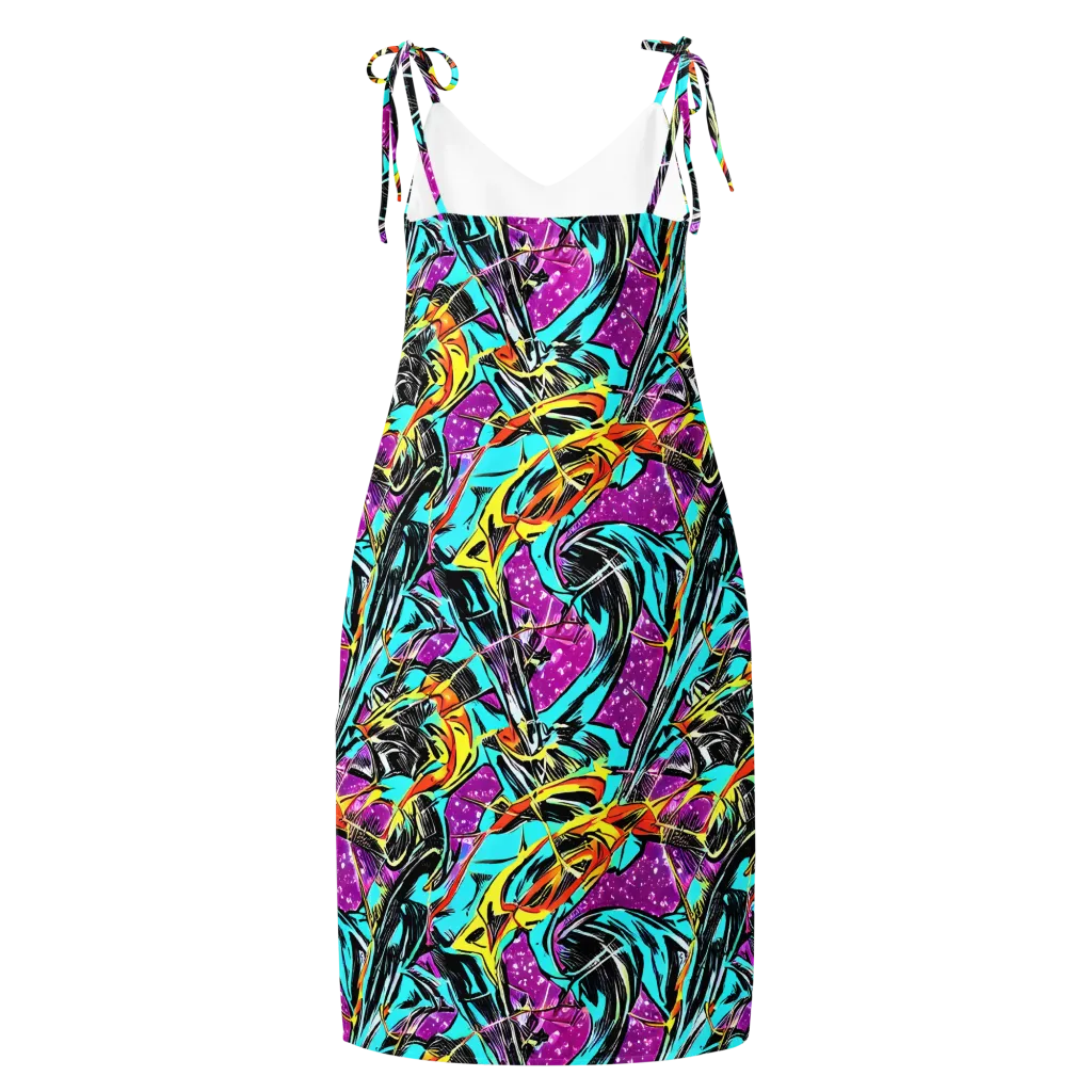 Turquoise Riot on Slip Dress — Back