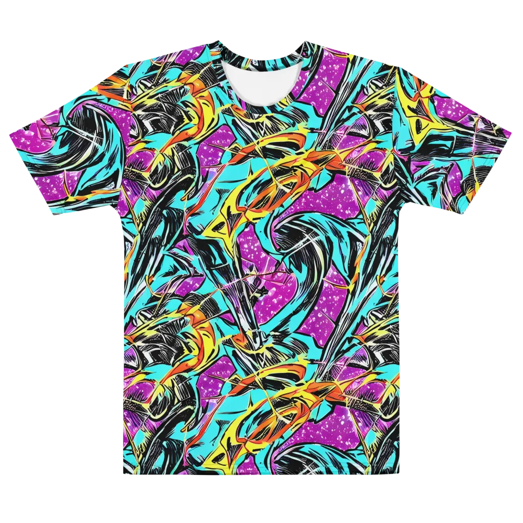 Turquoise Riot on Men's Cotton Crew Neck T-Shirt — Front
