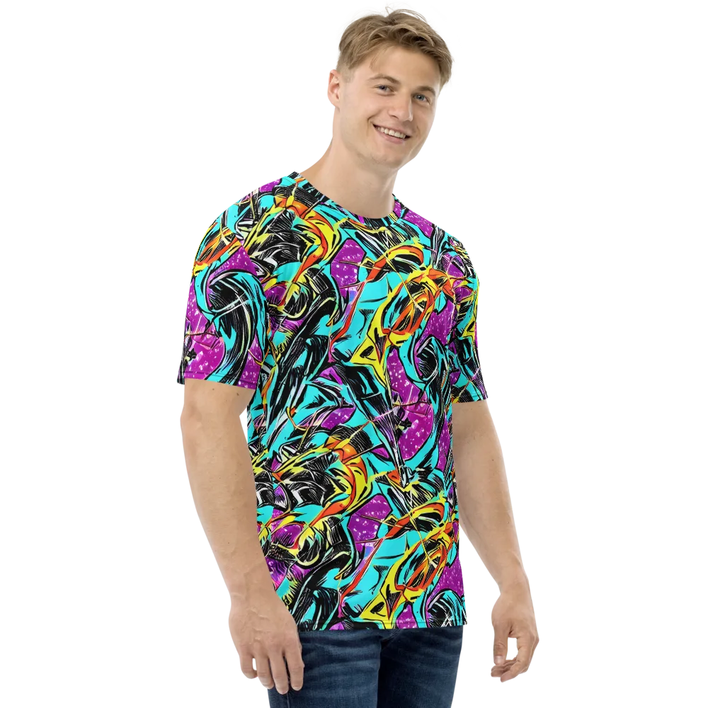 Turquoise Riot on Men's Crew Neck T-Shirt — Right