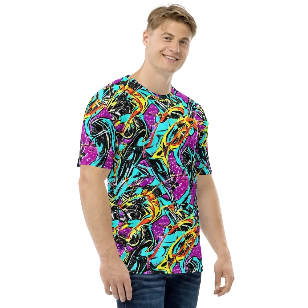 Turquoise Riot on Men's Crew Neck T-Shirt — Right