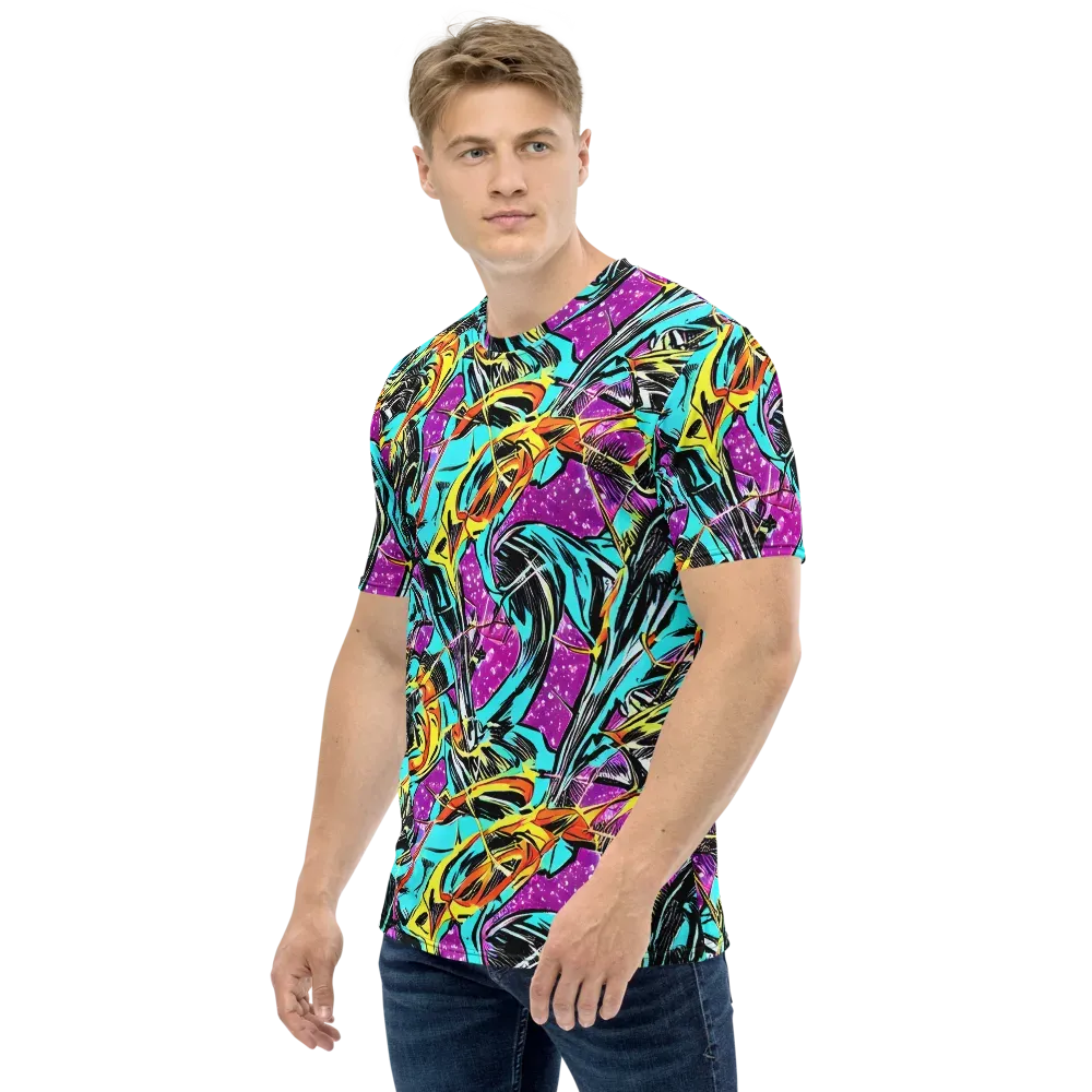 Turquoise Riot on Men's Crew Neck T-Shirt — Left