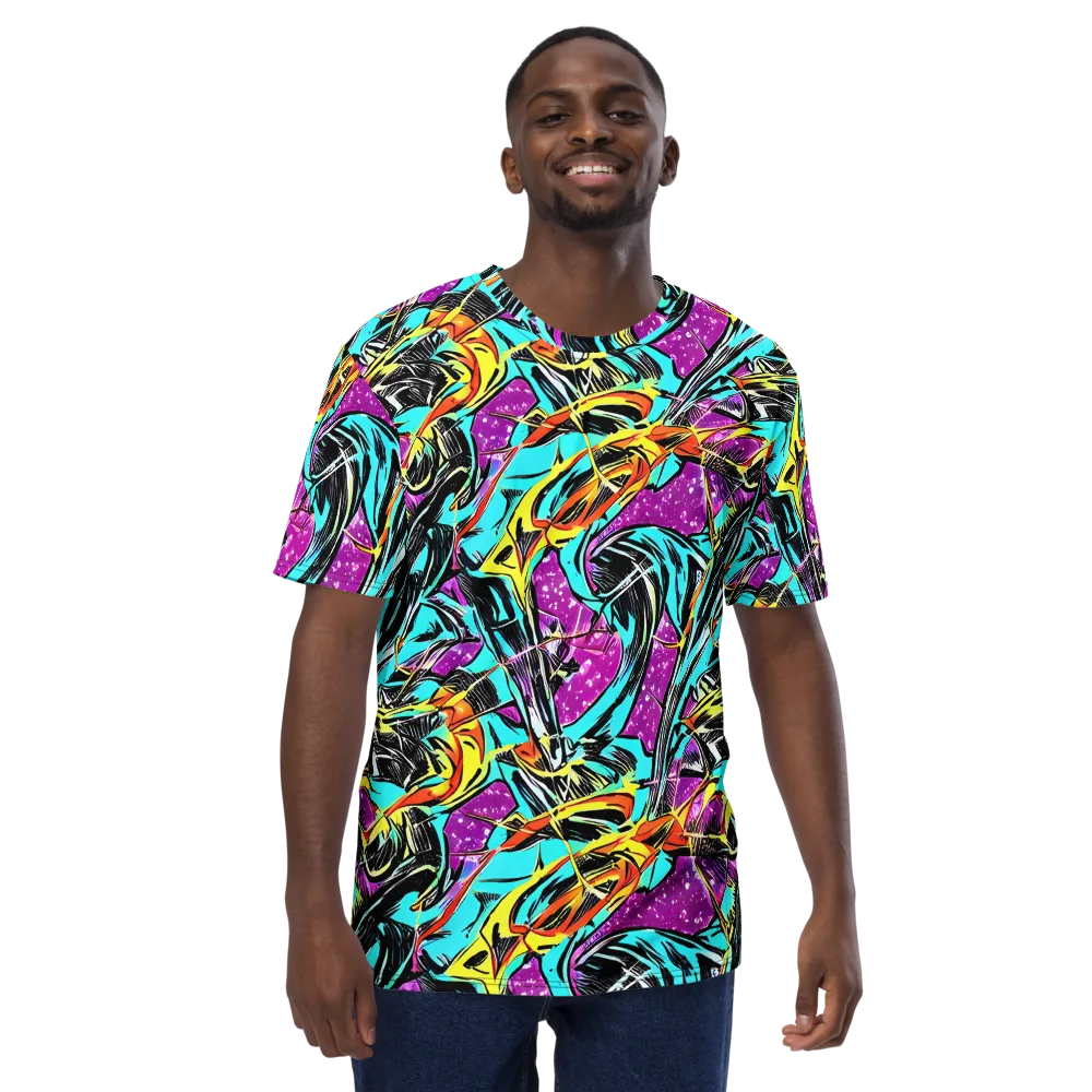 Turquoise Riot on Men's Crew Neck T-Shirt — Front