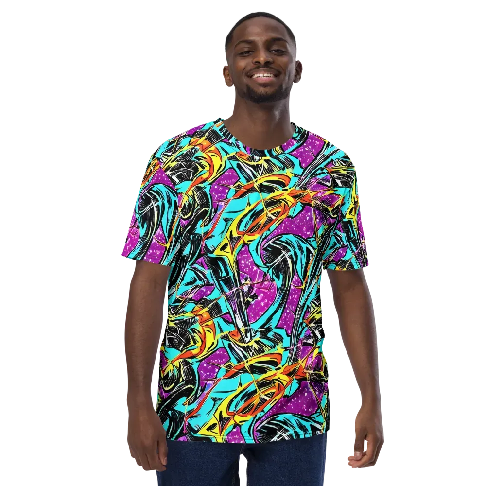 Turquoise Riot on Men's Crew Neck T-Shirt — Front