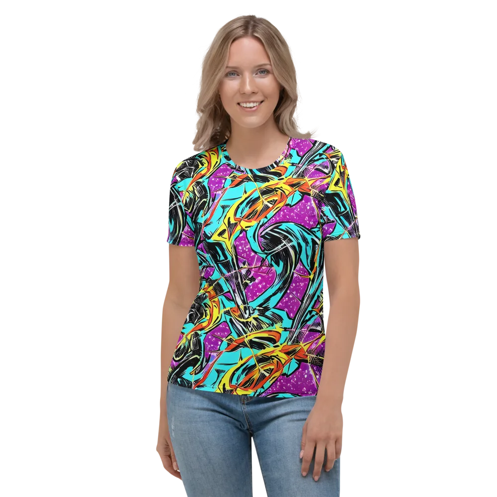 Turquoise Riot on Women's Crew Neck T-Shirt — Front