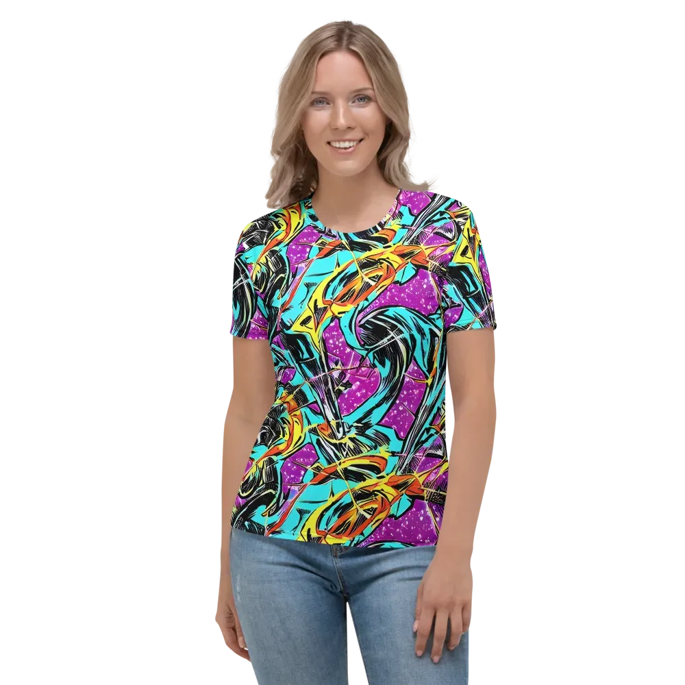 Turquoise Riot on Women's Crew Neck T-Shirt — Front
