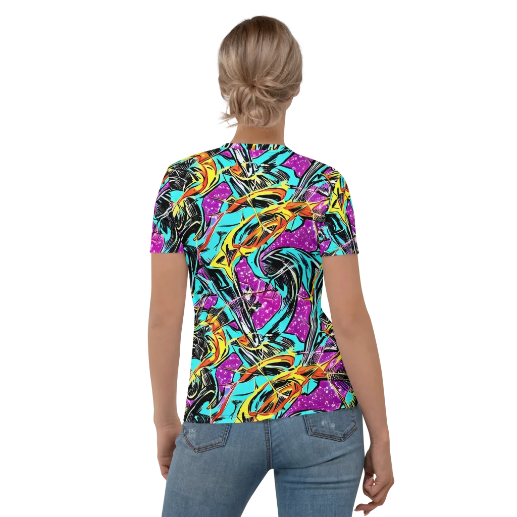 Turquoise Riot on Women's Crew Neck T-Shirt — Back