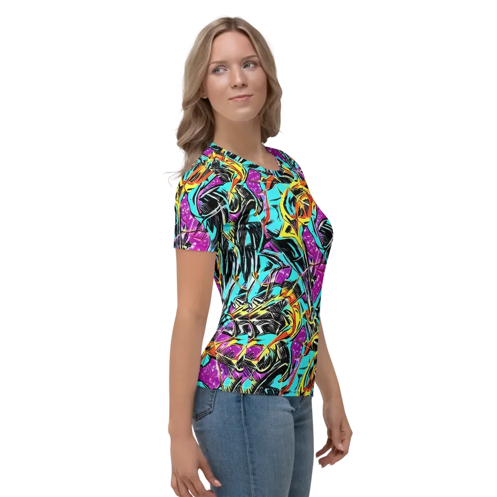 Turquoise Riot on Women's Crew Neck T-Shirt — Right