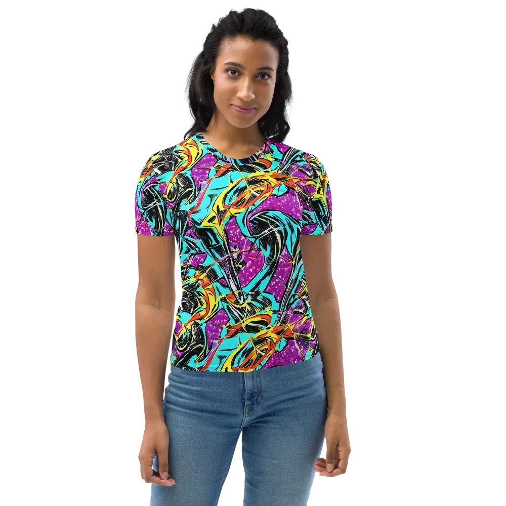 Turquoise Riot on Women's Crew Neck T-Shirt — Front
