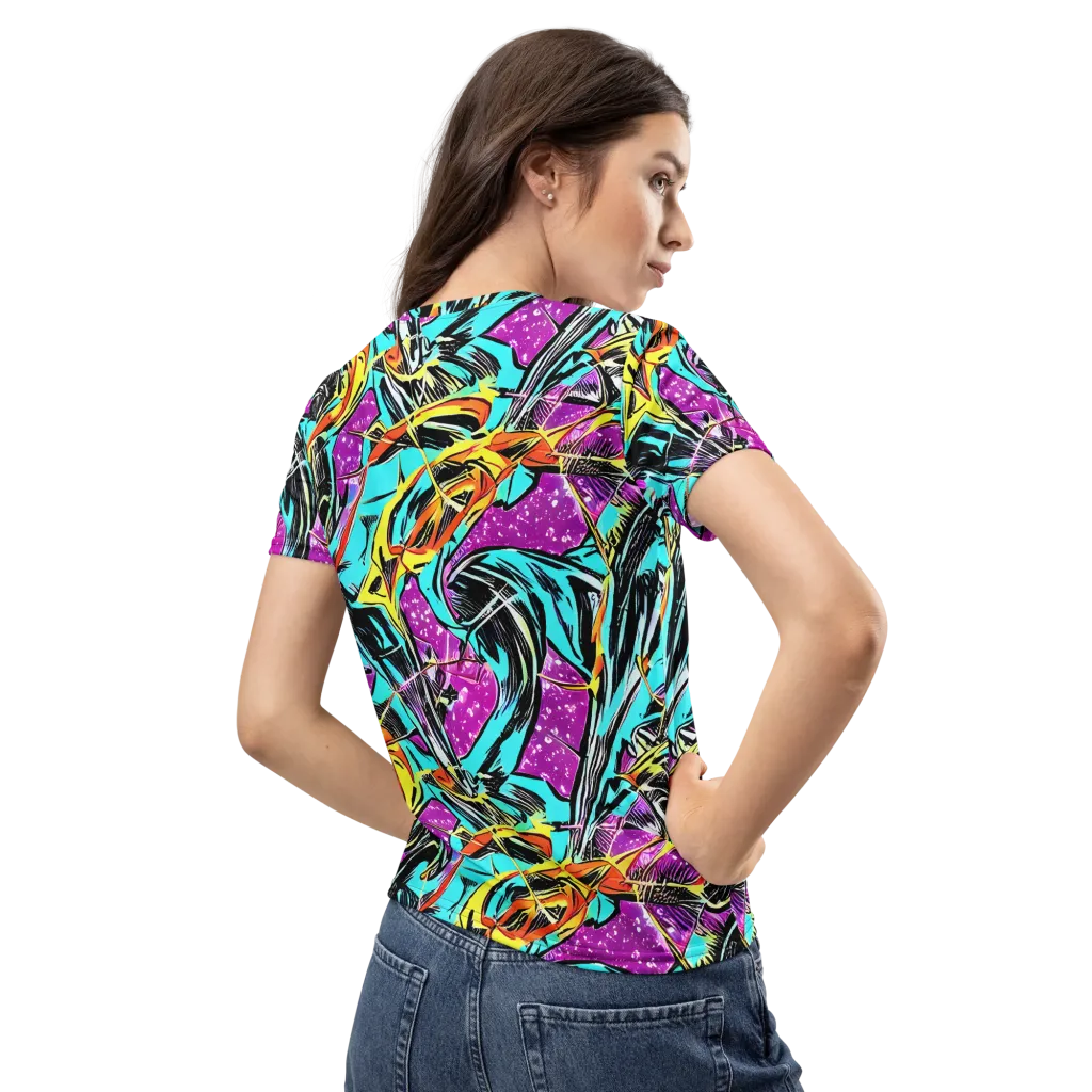 Turquoise Riot on Women's Crew Neck T-Shirt — Back