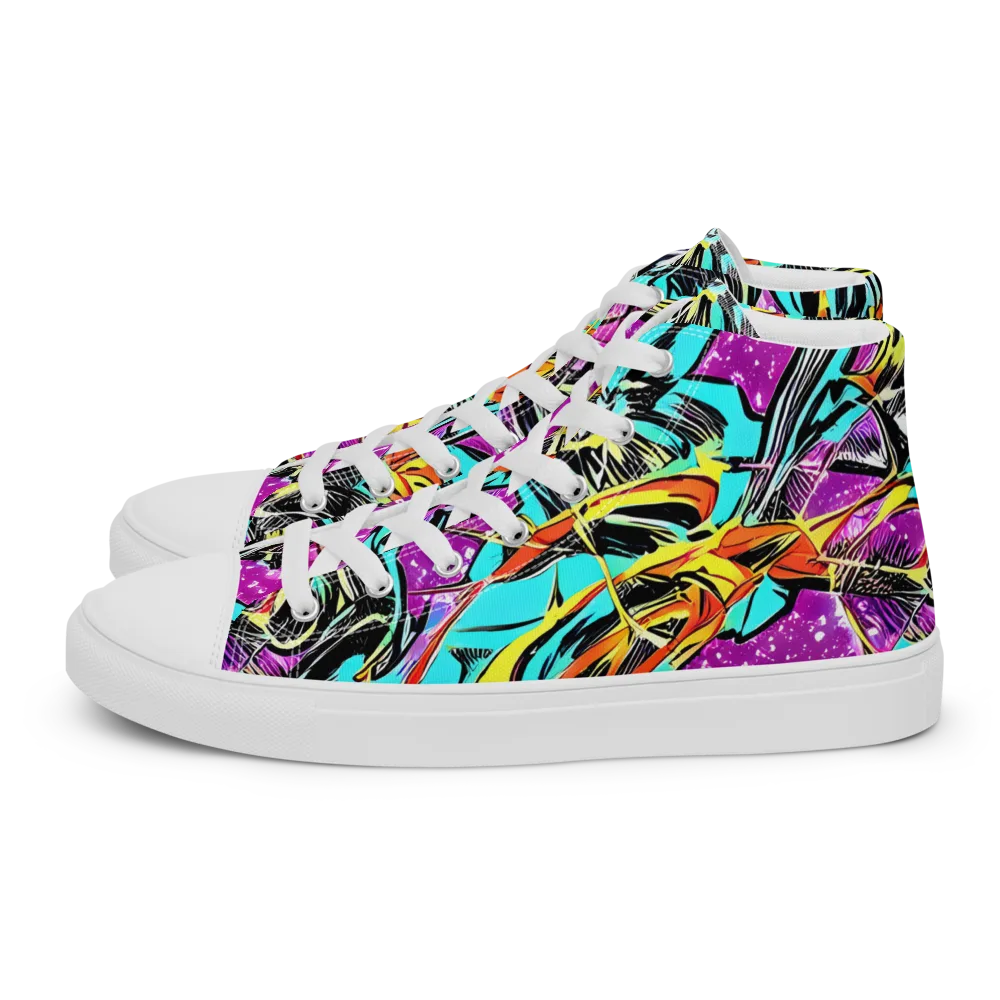 Turquoise Riot on Women's High Top Canvas Shoes — Left