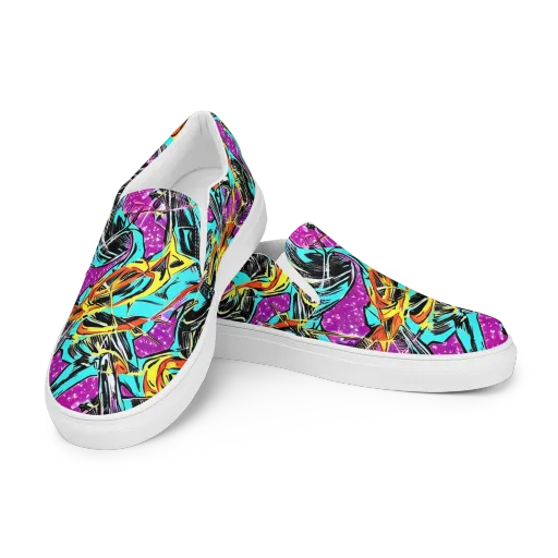 Turquoise Riot on a Men's Slip-On Canvas Shoes